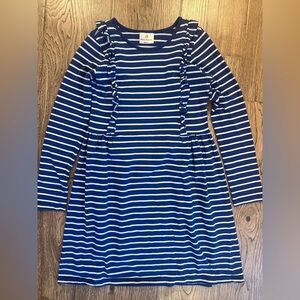 HANNA ANDERSON Long Sleeve Striped Blue White Dress Sz 12/150 EUC